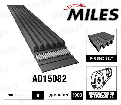 Поликлиновой ремень MILES AD15082