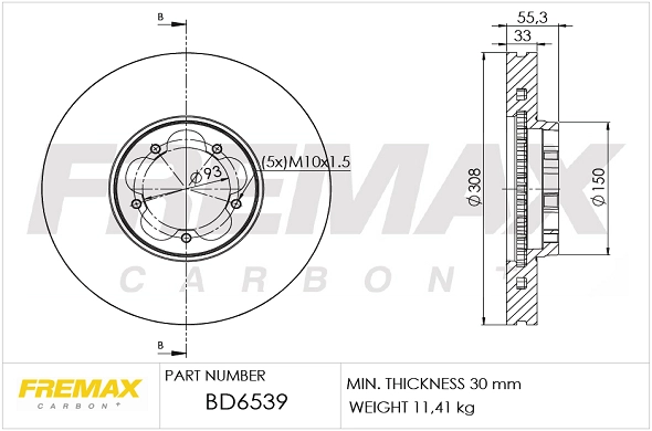 Тормозной диск FREMAX BD6539