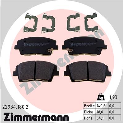 Комплект тормозных колодок дисковый тормоз ZIMMERMANN 229341802