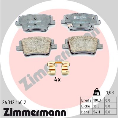 Комплект тормозных колодок дисковый тормоз ZIMMERMANN 243121602