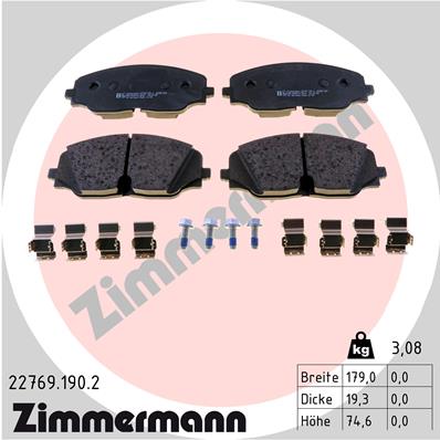Комплект тормозных колодок дисковый тормоз ZIMMERMANN 22769.190.2
