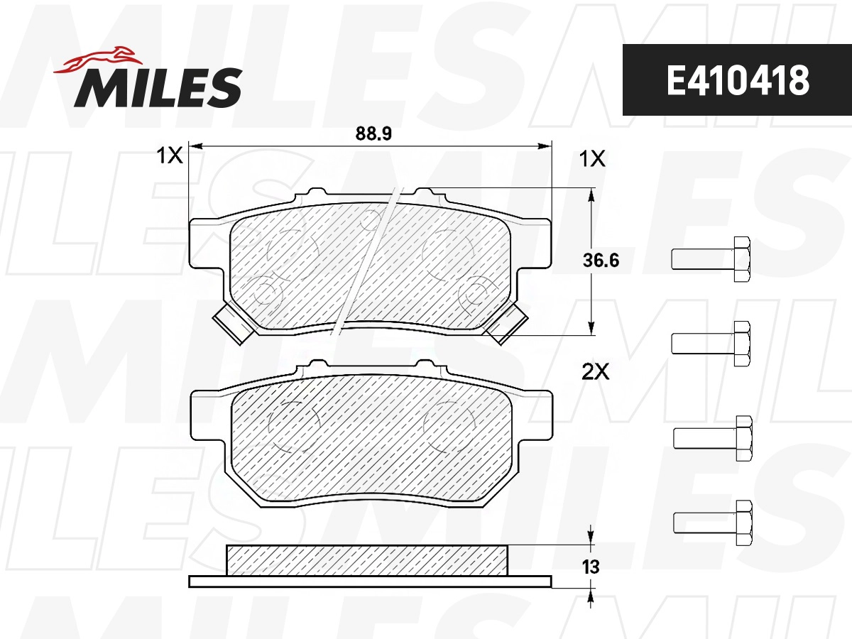 Комплект тормозных колодок дисковый тормоз MILES E410418