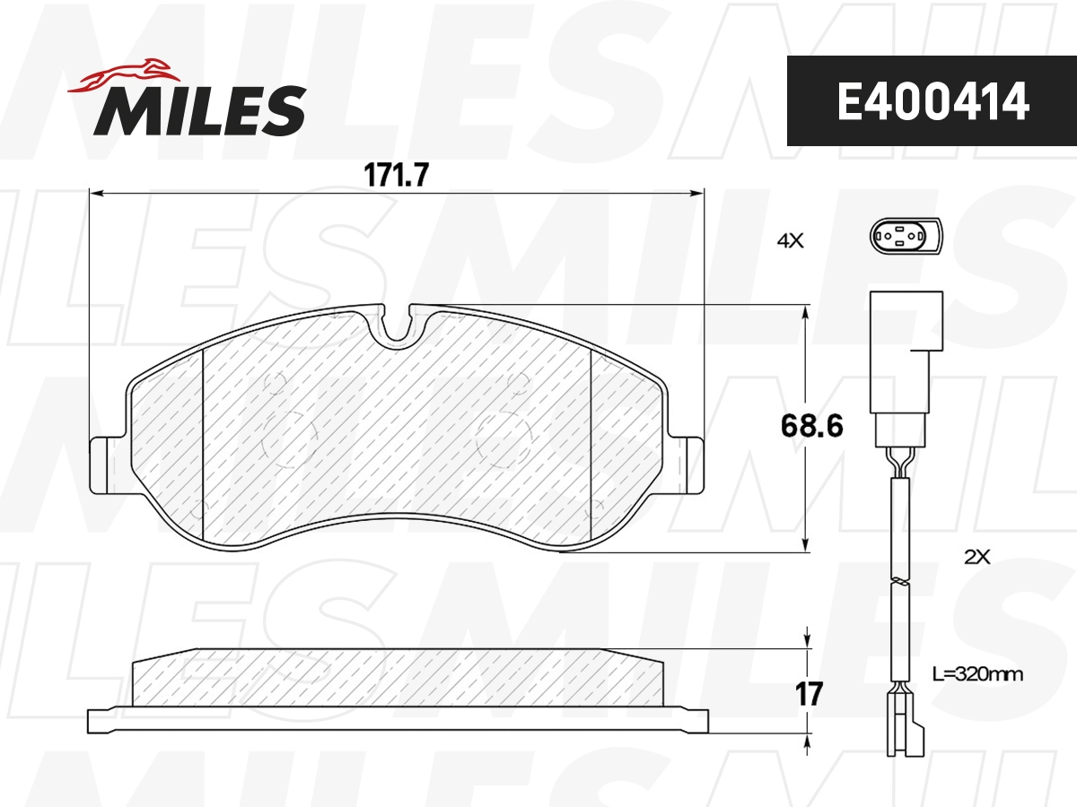 Комплект тормозных колодок дисковый тормоз MILES E400414