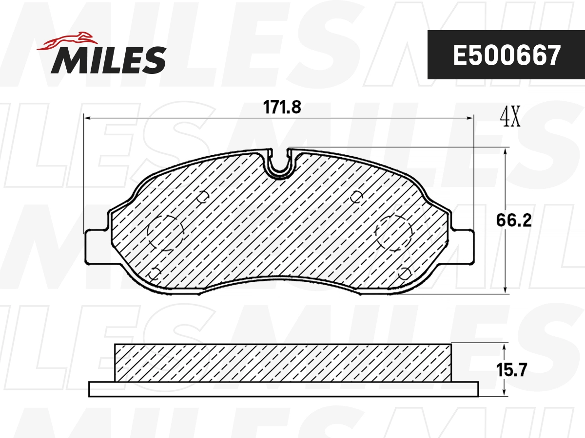 Комплект тормозных колодок дисковый тормоз MILES E500667