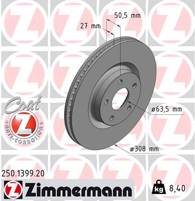 Тормозной диск ZIMMERMANN 250.1399.20