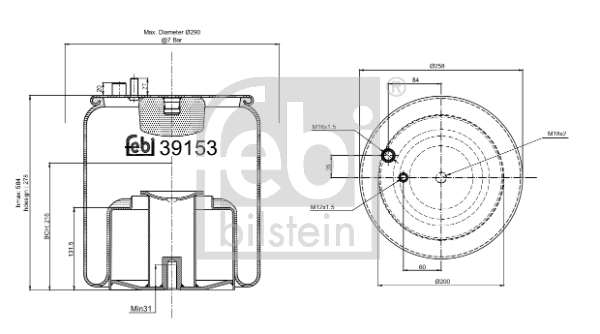Кожух пневматической рессоры FEBI BILSTEIN 39153