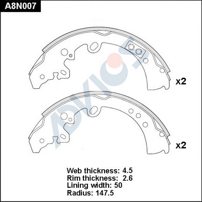 Комплект тормозных колодок ADVICS A8N007