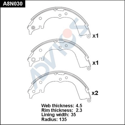 Комплект тормозных колодок ADVICS A8N030