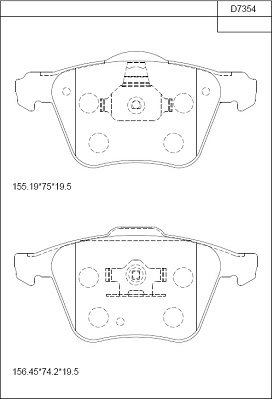 Комплект тормозных колодок дисковый тормоз ASIMCO KD7354