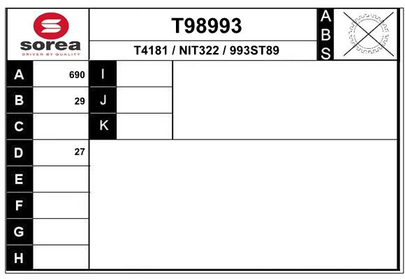 Приводной вал EAI T98993