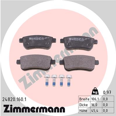 Комплект тормозных колодок дисковый тормоз ZIMMERMANN 24820.160.1