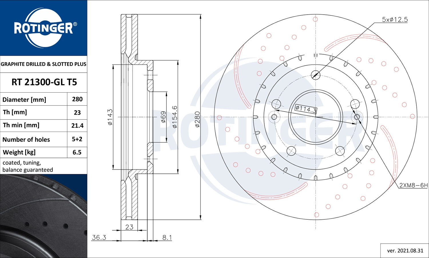 Тормозной диск ROTINGER RT 21300-GL T5