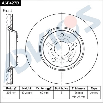 Тормозной диск ADVICS A6F427B