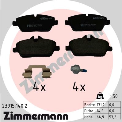 Комплект тормозных колодок дисковый тормоз ZIMMERMANN 23915.140.2