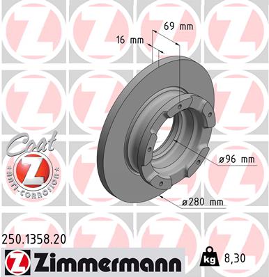 Тормозной диск ZIMMERMANN 250.1358.20