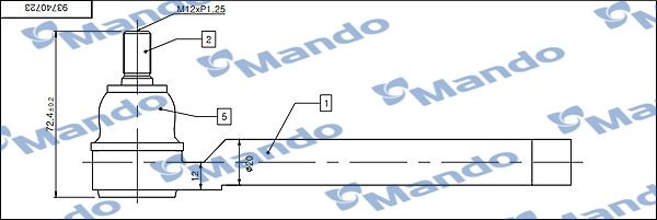 Наконечник поперечной рулевой тяги MANDO DSA020622