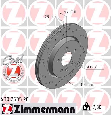 Тормозной диск ZIMMERMANN 430.2635.20