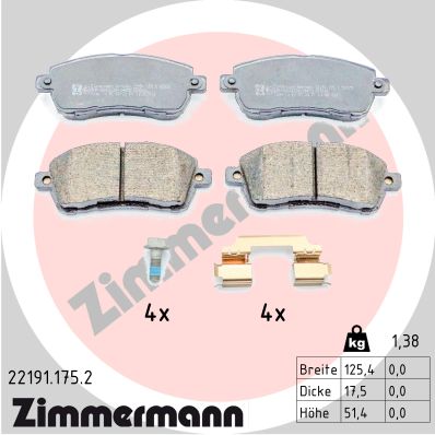 Комплект тормозных колодок дисковый тормоз ZIMMERMANN 22191.175.2