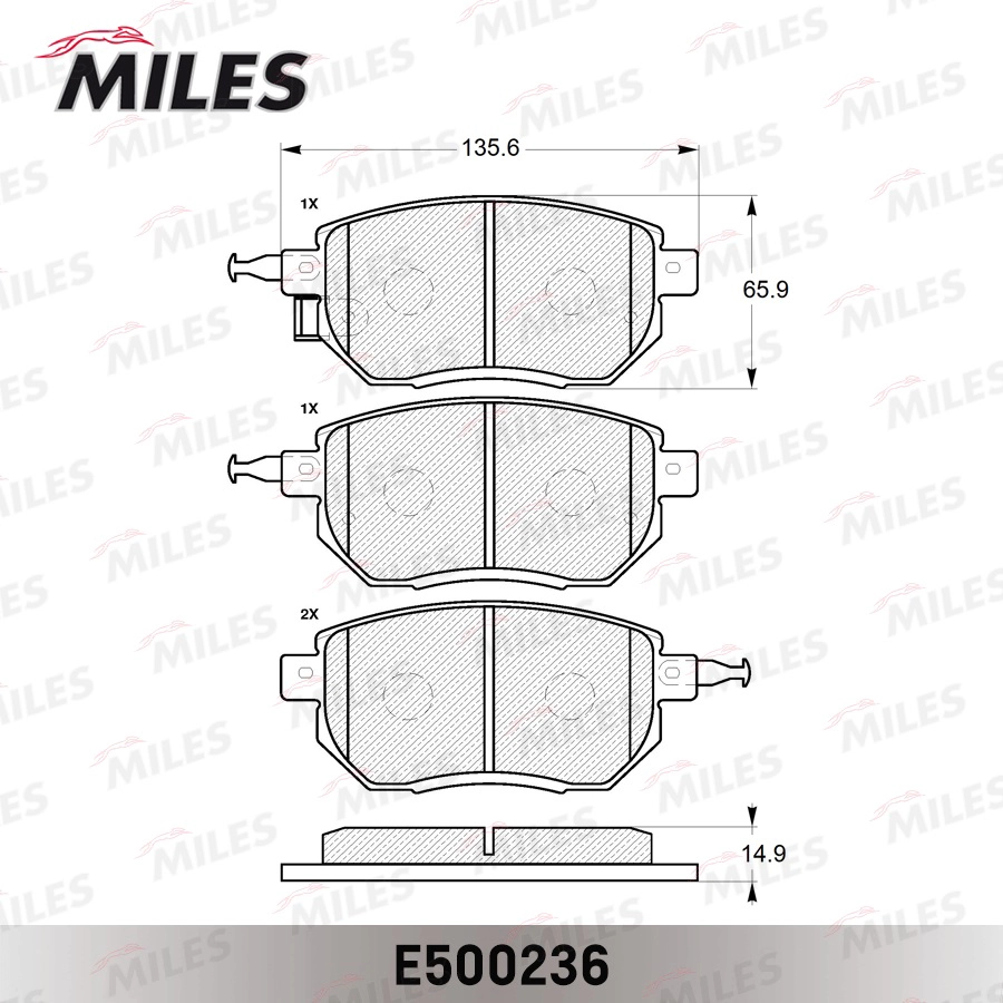 Комплект тормозных колодок дисковый тормоз MILES E500236
