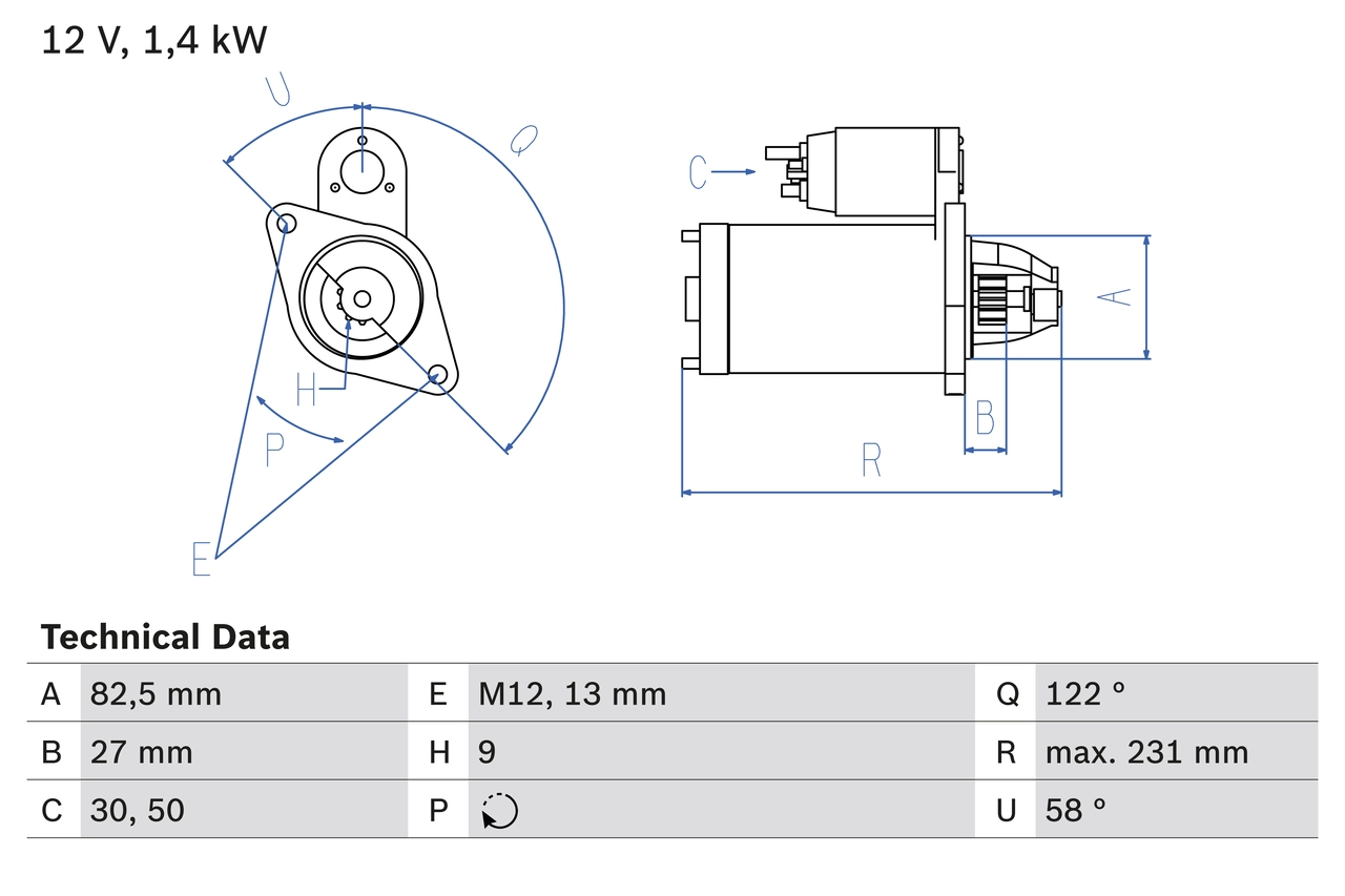 Стартер BOSCH 0 986 018 340