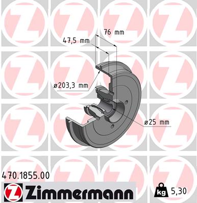 Тормозной барабан ZIMMERMANN 470.1855.00