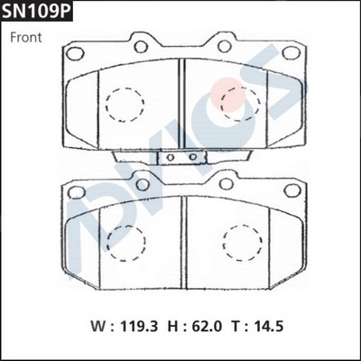Комплект тормозных колодок дисковый тормоз ADVICS SN109P