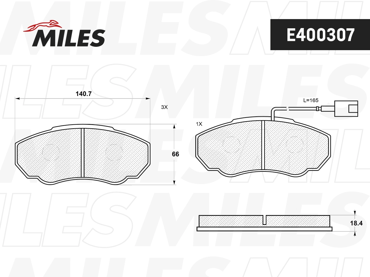 Комплект тормозных колодок дисковый тормоз MILES E400307