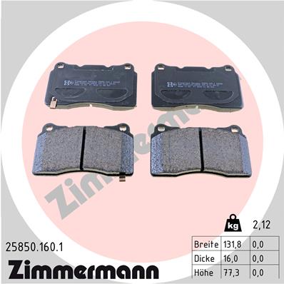 Комплект тормозных колодок дисковый тормоз ZIMMERMANN 25850.160.1