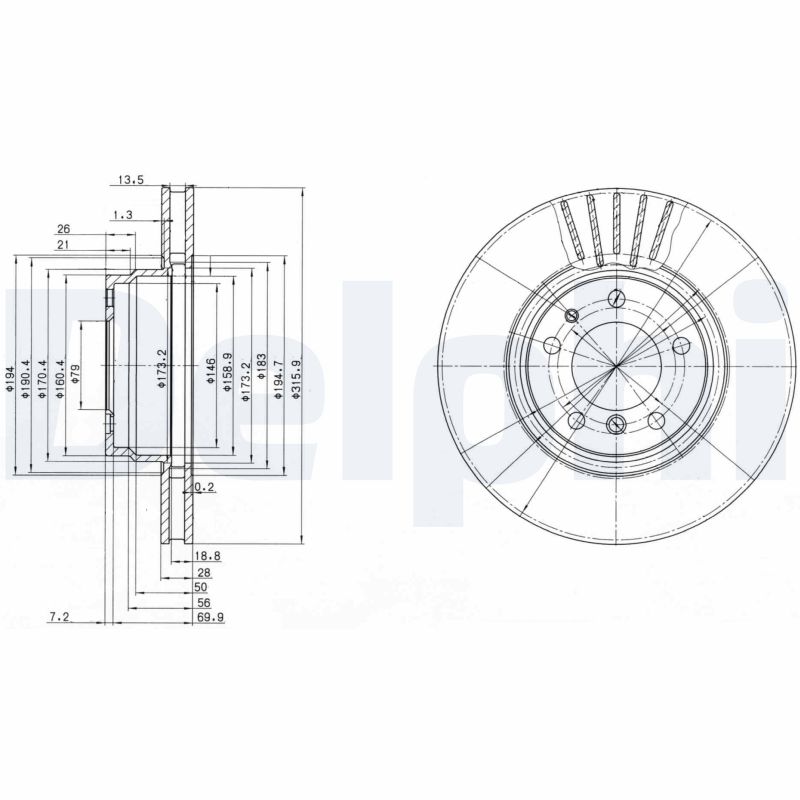 Тормозной диск DELPHI BG3039