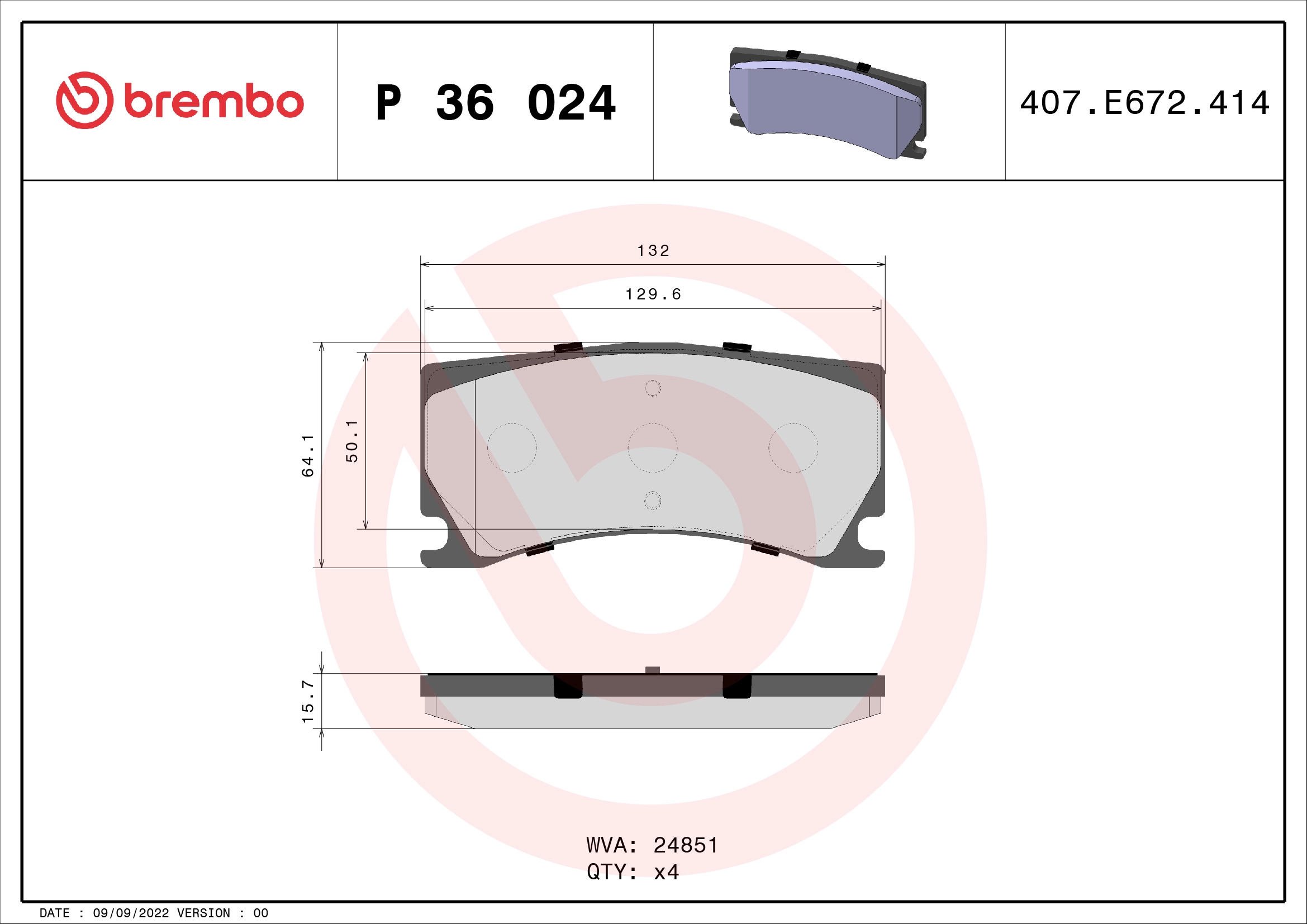 Комплект тормозных колодок дисковый тормоз BREMBO P 36 024