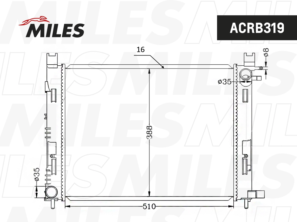 Радиатор охлаждение двигателя MILES ACRB319