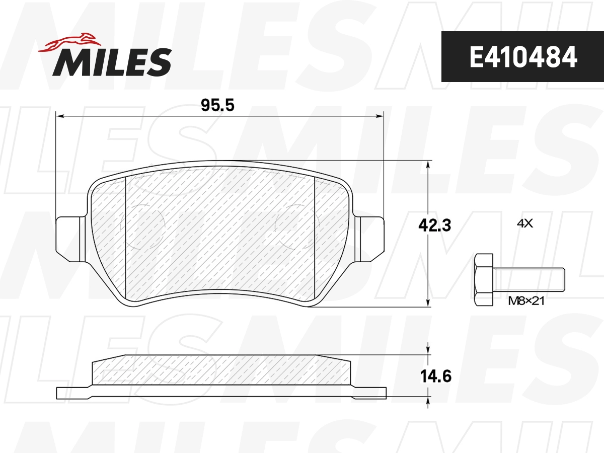 Комплект тормозных колодок дисковый тормоз MILES E410484