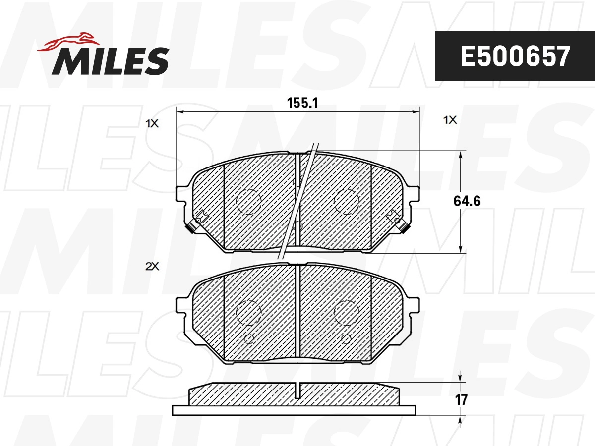 Комплект тормозных колодок дисковый тормоз MILES E500657