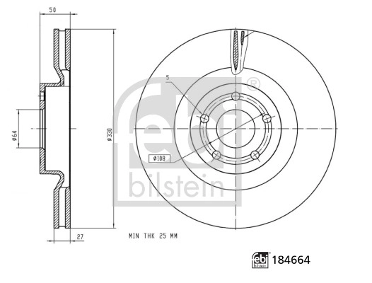 Тормозной диск FEBI BILSTEIN 184664