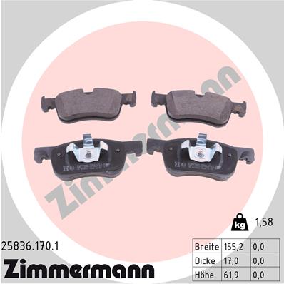 Комплект тормозных колодок дисковый тормоз ZIMMERMANN 25836.170.1