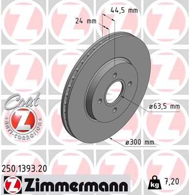 Тормозной диск ZIMMERMANN 250.1393.20