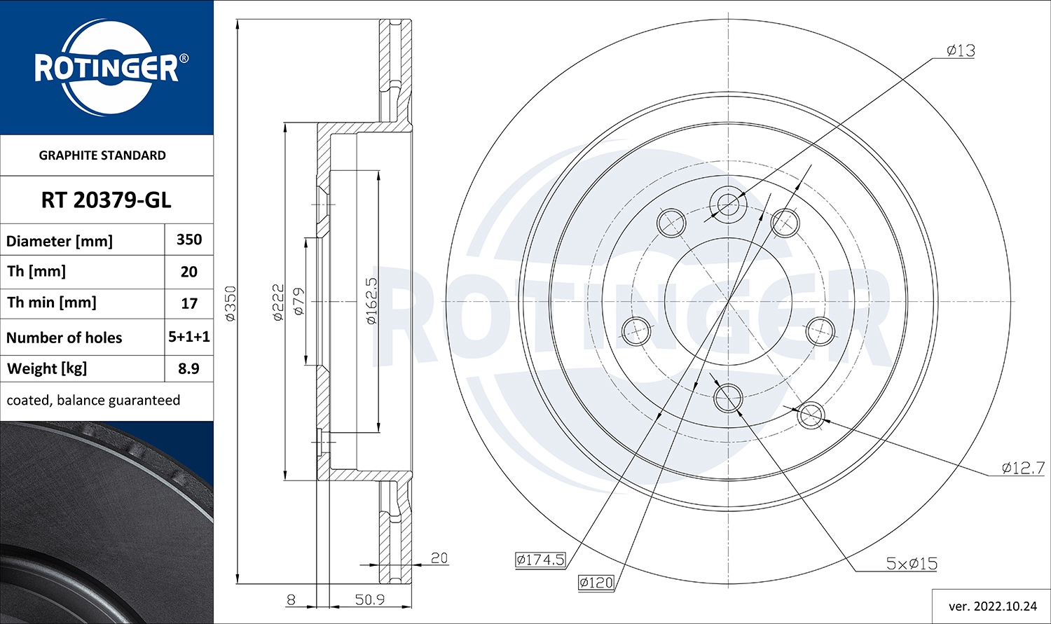 Тормозной диск ROTINGER RT 20379-GL