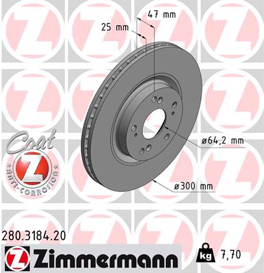 Тормозной диск ZIMMERMANN 280.3184.20