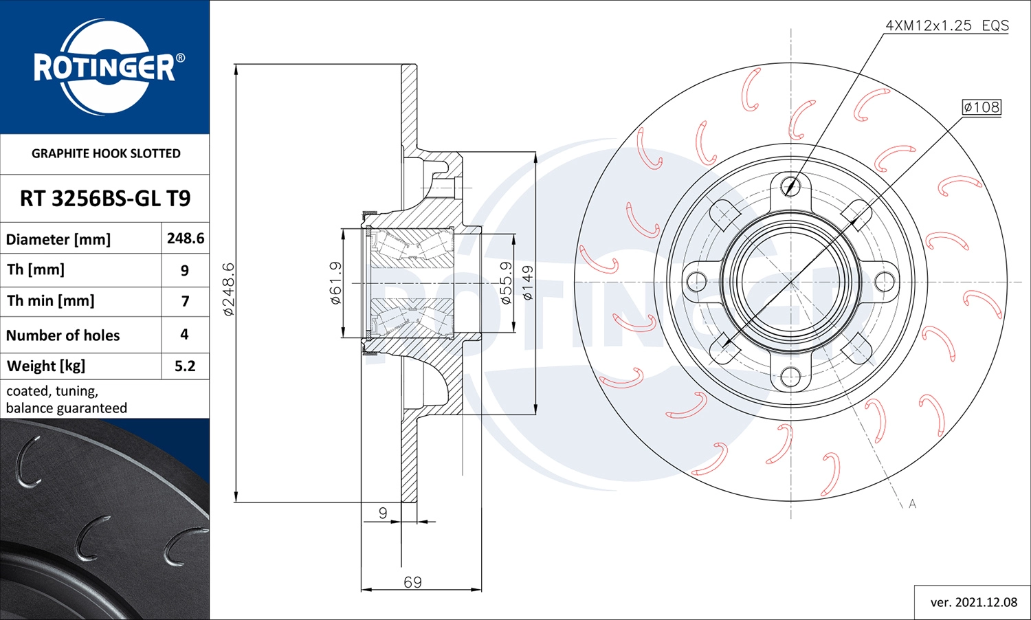 Тормозной диск ROTINGER RT 3256BS-GL T9