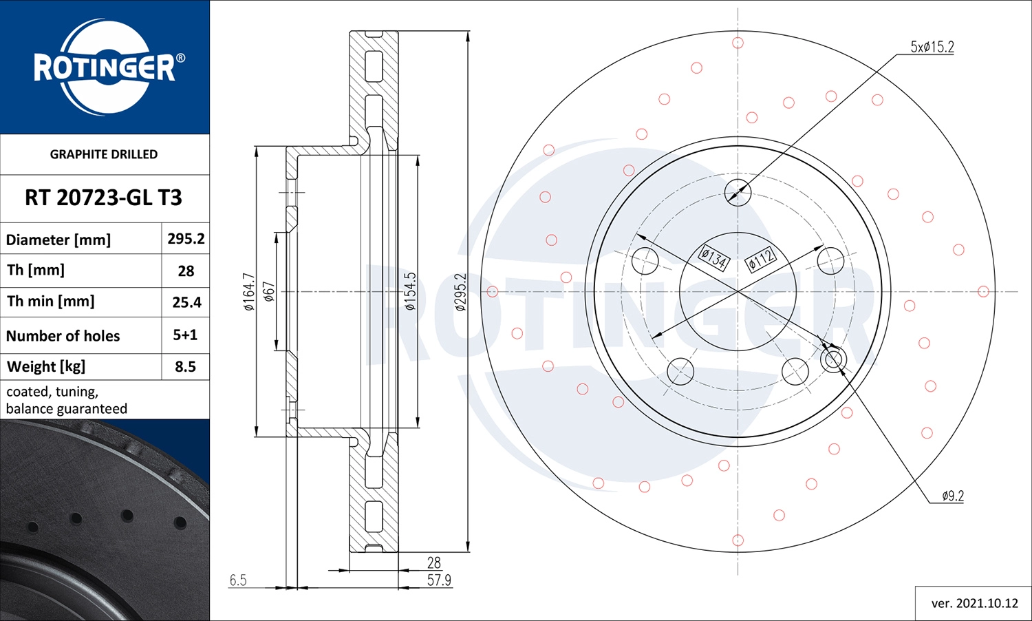 Тормозной диск ROTINGER RT 20723-GL T3