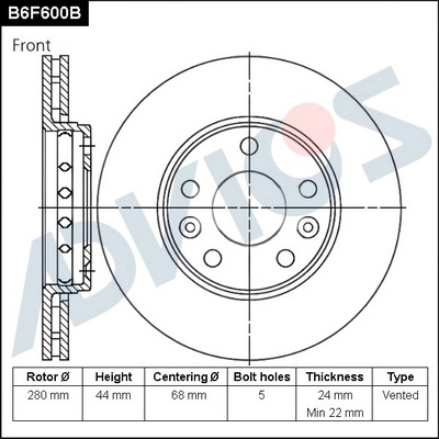 Тормозной диск ADVICS B6F600B