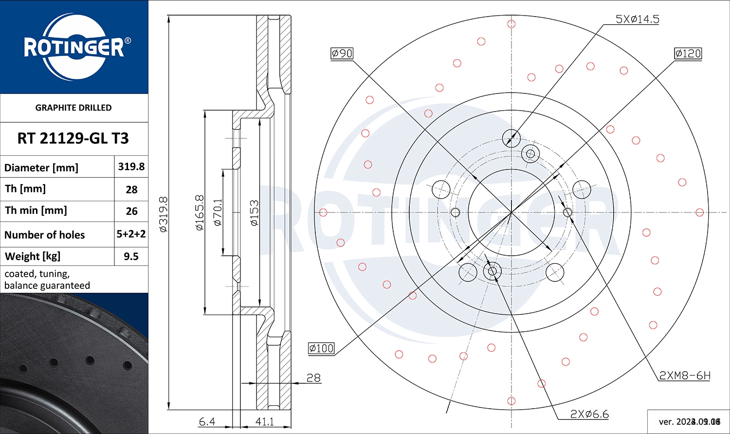 Тормозной диск ROTINGER RT 21129-GL T3