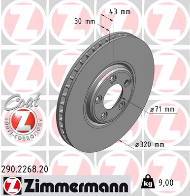 Тормозной диск ZIMMERMANN 290.2268.20