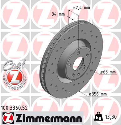 Тормозной диск sport brake disc z ZIMMERMANN 100.3360.52