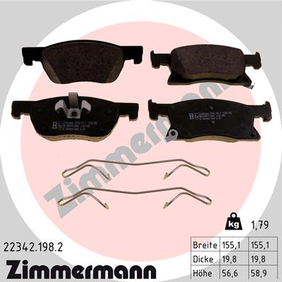 Комплект тормозных колодок дисковый тормоз ZIMMERMANN 22342.198.2