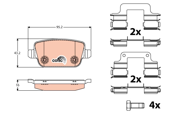 Комплект тормозных колодок дисковый тормоз dtec cotec TRW GDB1708DT