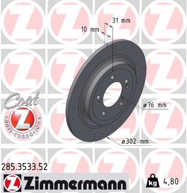 Тормозной диск sport brake disc z ZIMMERMANN 285.3533.52