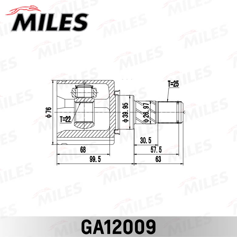 Шарнирный комплект приводной вал MILES GA12009