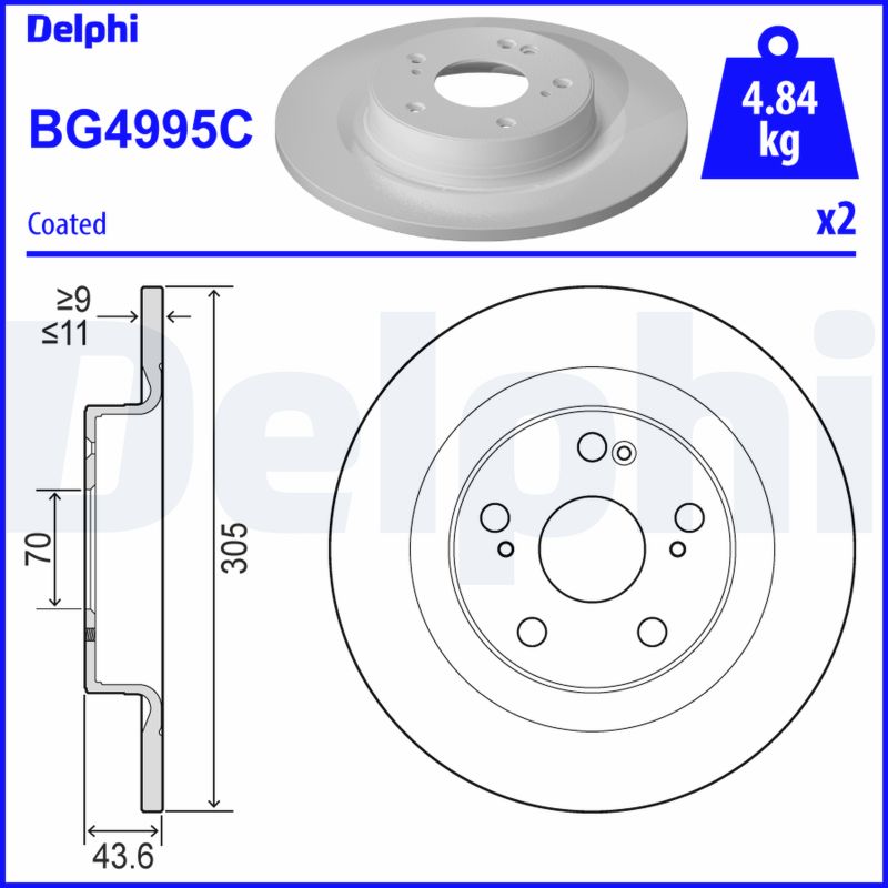 Тормозной диск DELPHI BG4995C