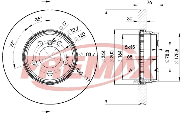 Диск тормозной передний range rover 3 02-13 высокоуглеродистый 344x30 mm FREMAX BD-2207